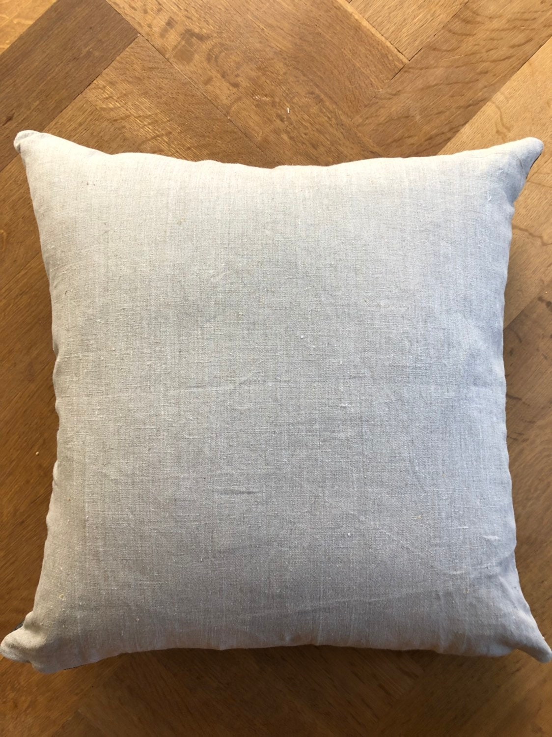 Green linen pillow cover dusty lotus with neutral linen backing exposed zipper-leather pull 20x20 14x24 22x222 24x24 handcrafted by misa