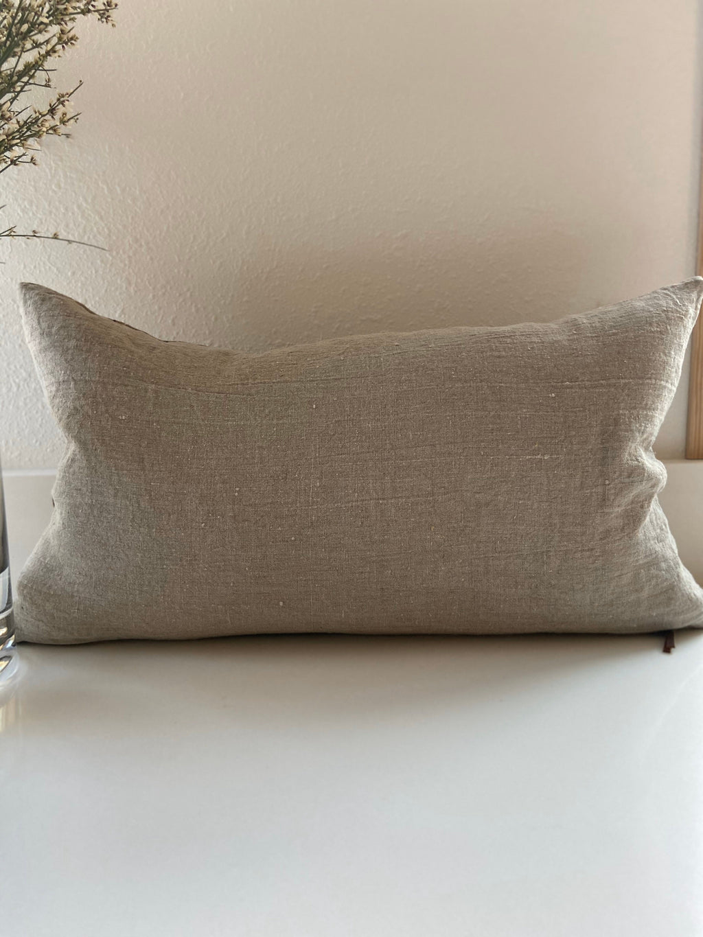 Navy blue linen pillow cover exposed zipper-leather pull 20x20”22x22"14x24 24x24 high quality neutral 100% Linen backing handcrafted by misa