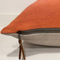 orange pillow cover orange linen pillow 100% linen exposed zipper-leather pull 20x20” 22x22" 24x24" 14x24” handcrafted by misa housewarming
