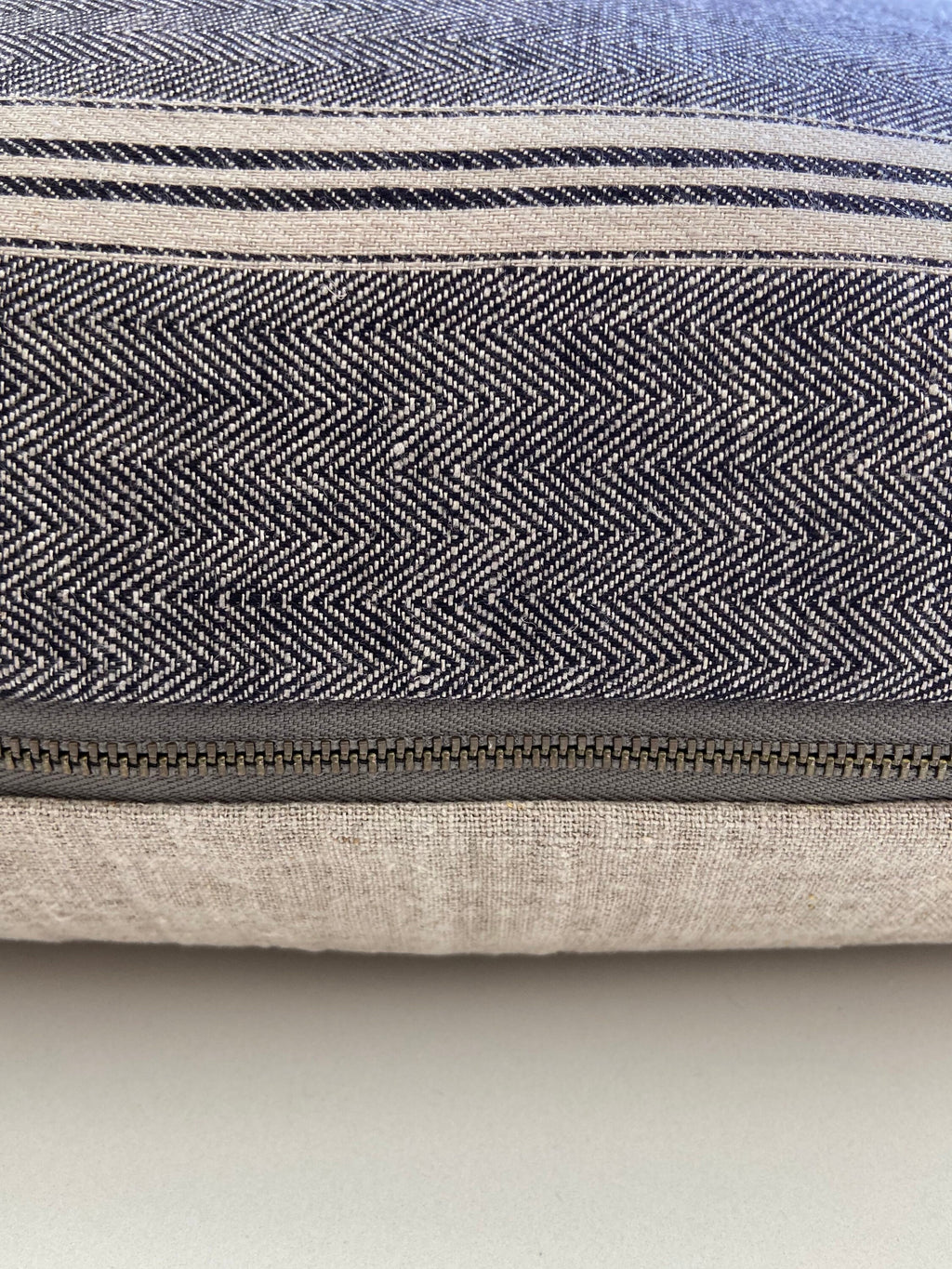 Black and Tan striped linen pillow cover 100% linen exposed zipper-leather pull 14x24 20x20 high quality housewarming gift