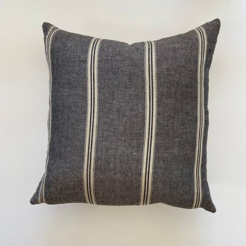 Black and Tan striped linen pillow cover 100% linen exposed zipper-leather pull 14x24 20x20 high quality housewarming gift