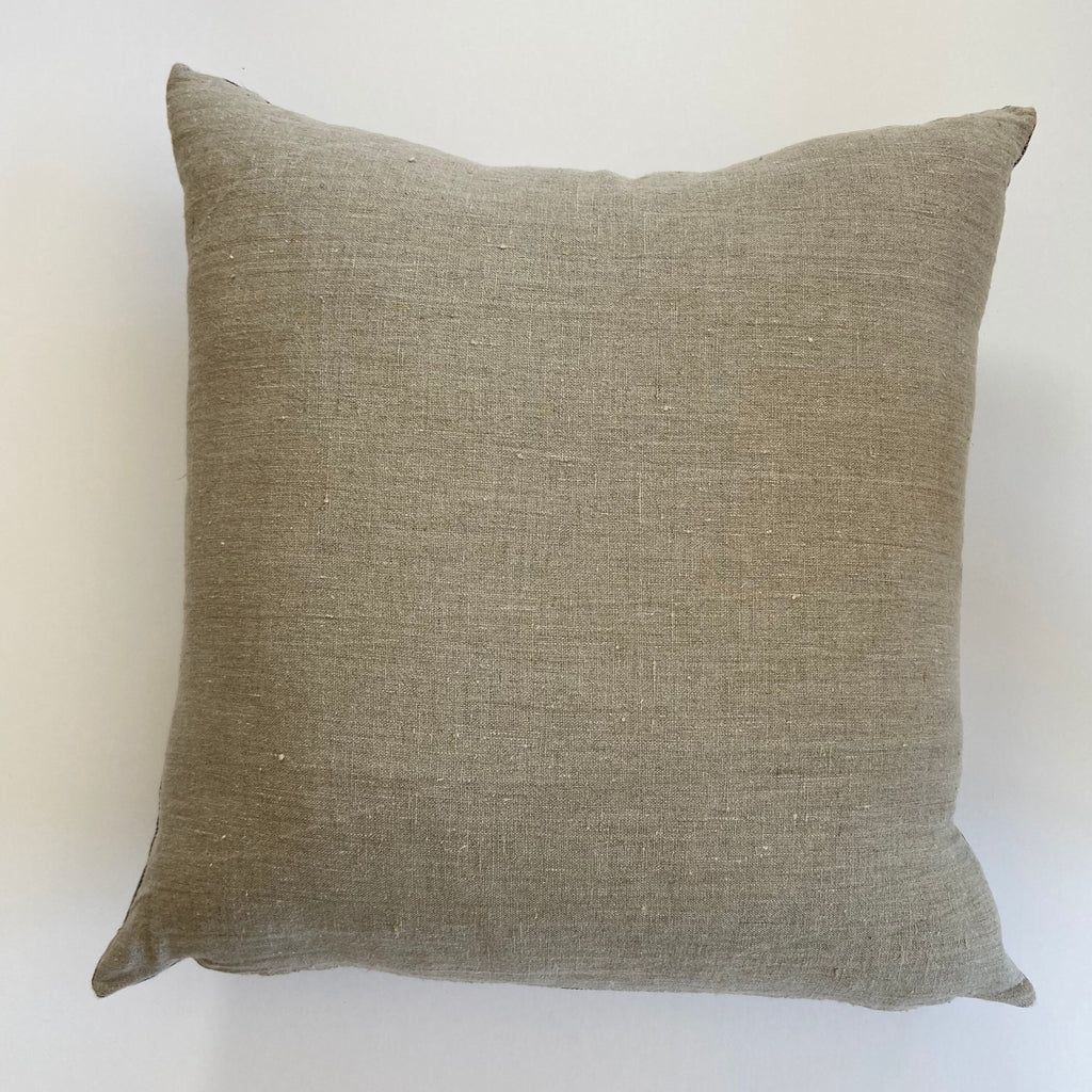 Green Floral Linen Pillow Cover: Exposed Zipper, Leather Pull hundred percent linen housewarming gift large print