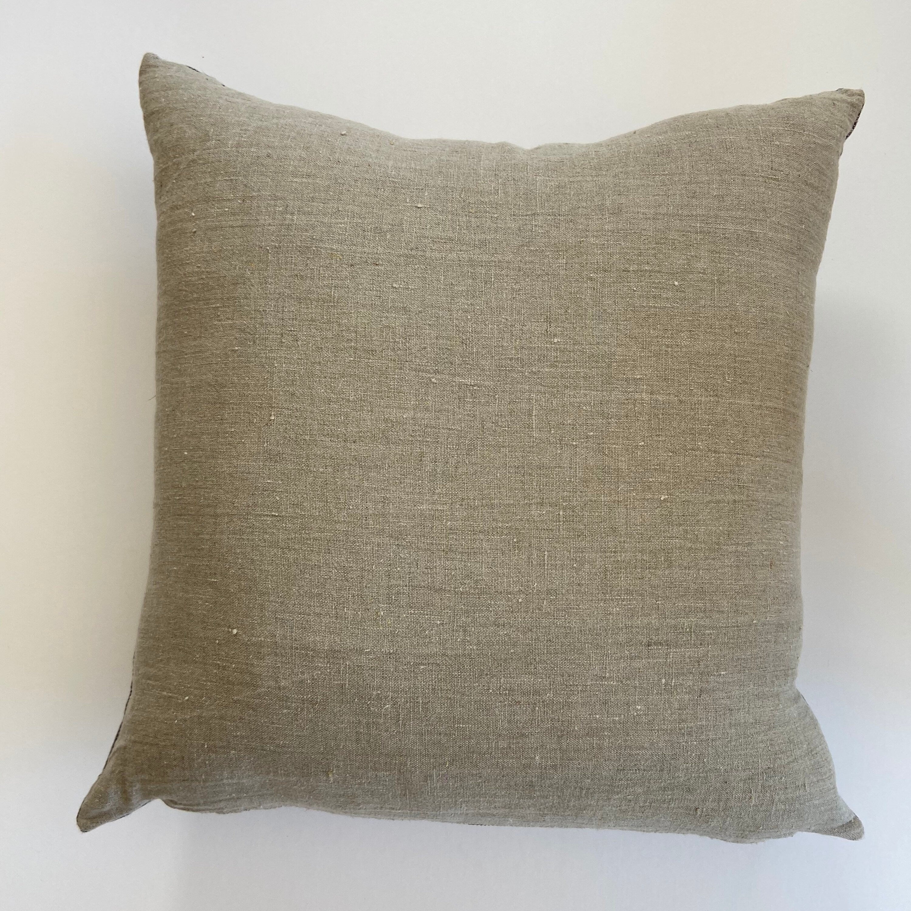 Green Floral Linen Pillow Cover: Exposed Zipper, Leather Pull hundred percent linen housewarming gift large print