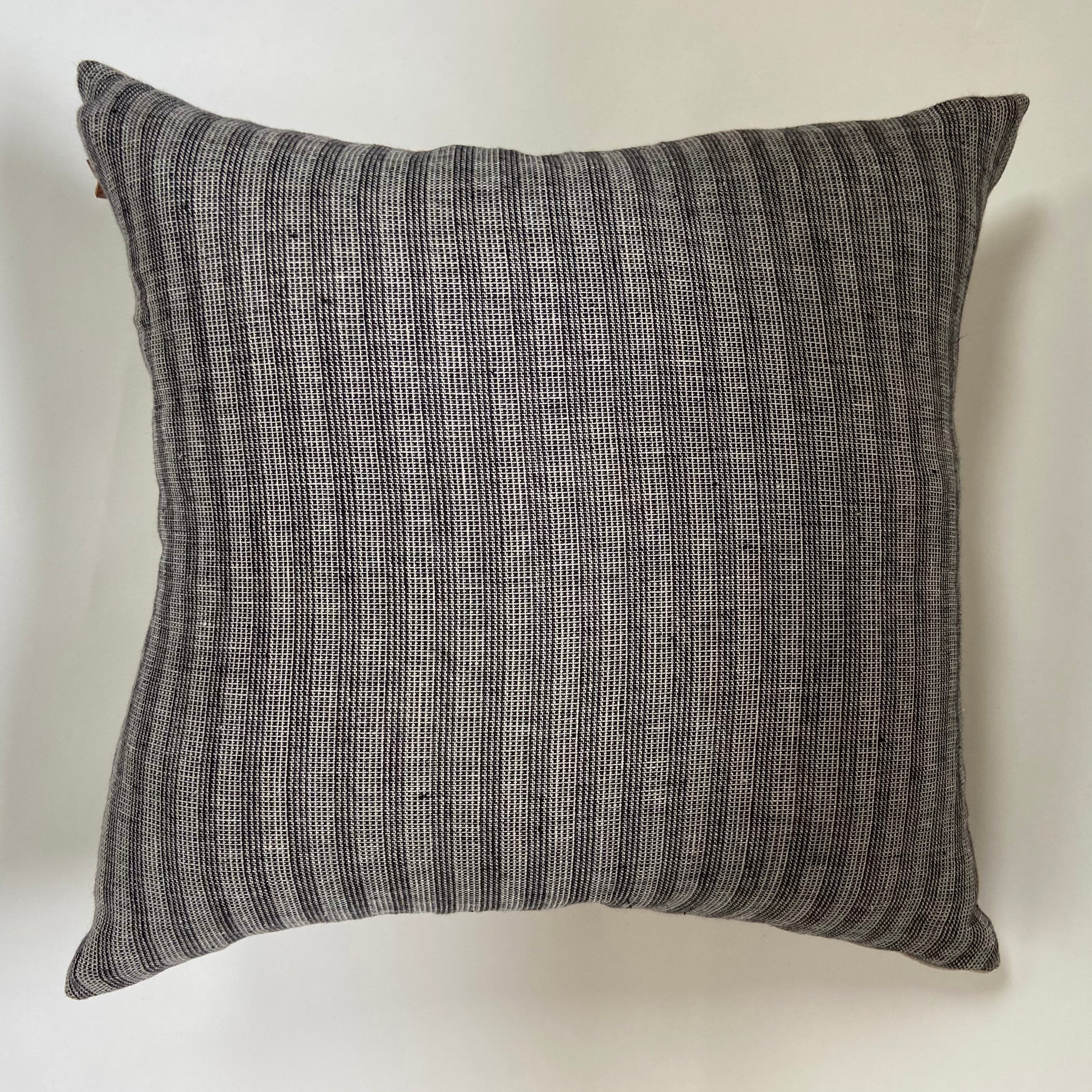 Black and white striped linen pillow cover exposed zipper-leather pull 14x24 20x20 22x22 24x24 100%linen housewarming gift