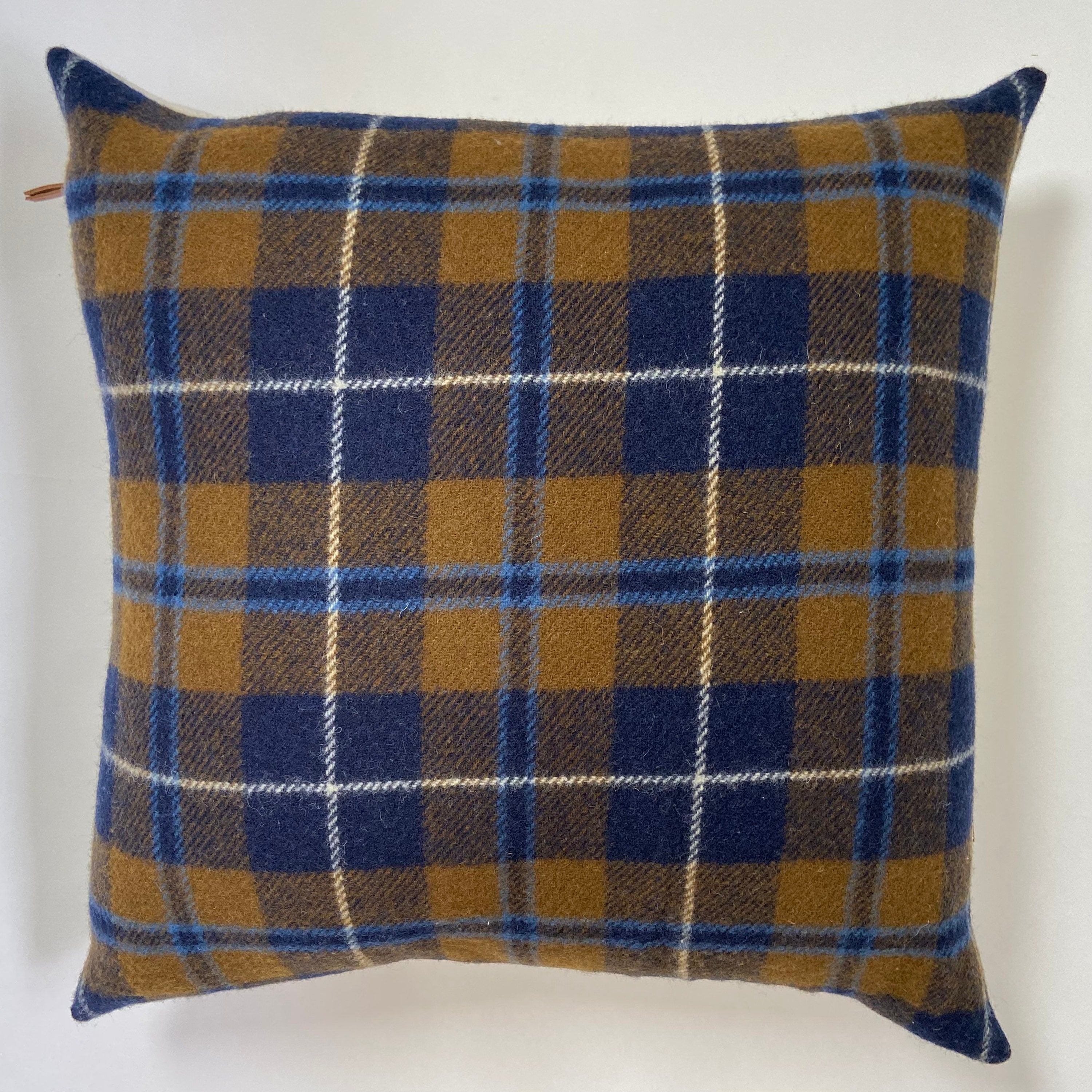 Green and blue plaid wool pillow cover exposed zipper 14x24" 24"22" 20"handmade Handcrafted by misa