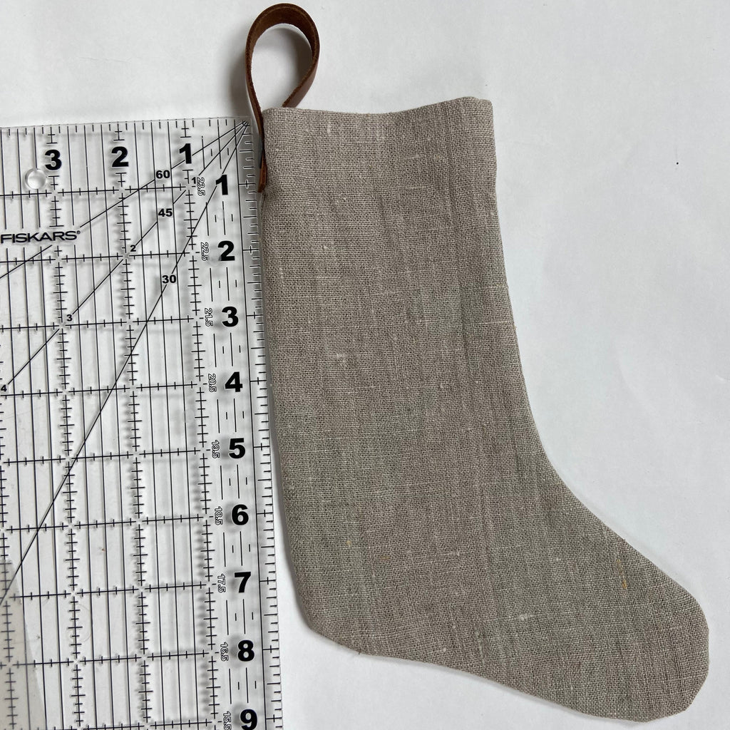 Christmas stocking cream wool baby puppy kitty mini stocking with leather hanging tabs handmade