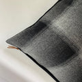 Black and white plaid wool pillow cover exposed zipper-leather pull 24"20" handmade housewarming gift