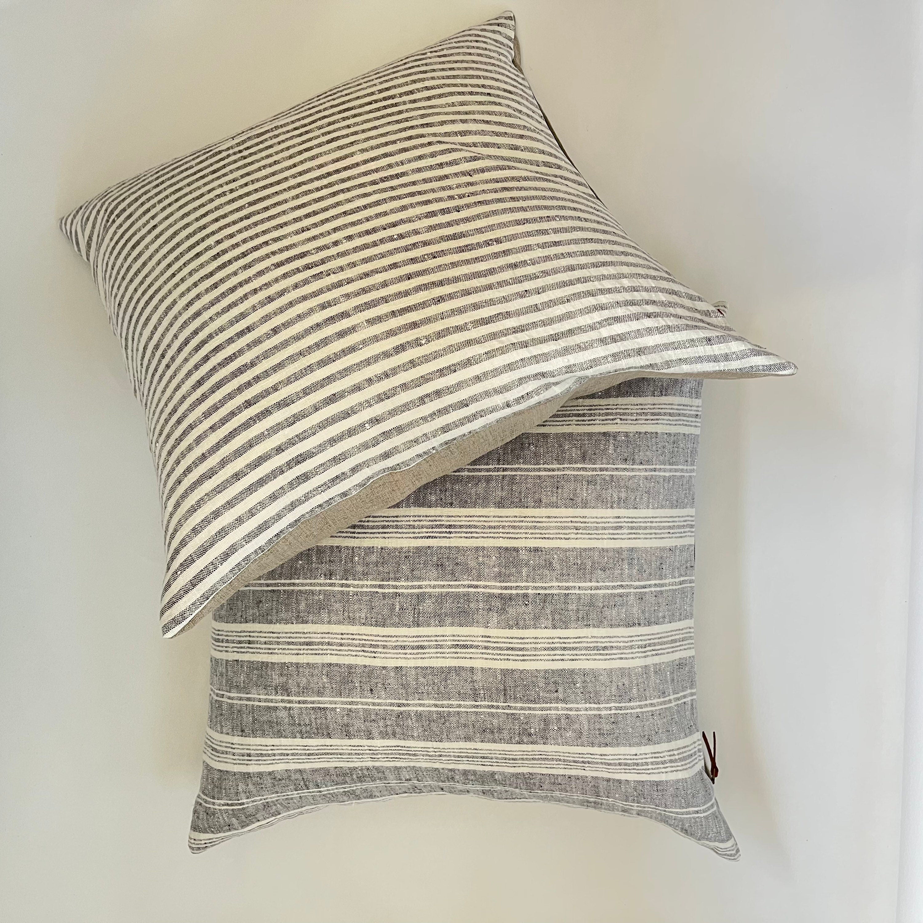 Gray pillow cover gray striped linen pillow gray and white striped pillow gray striped exposed zipper 14x24 20"22"24" housewarming gift