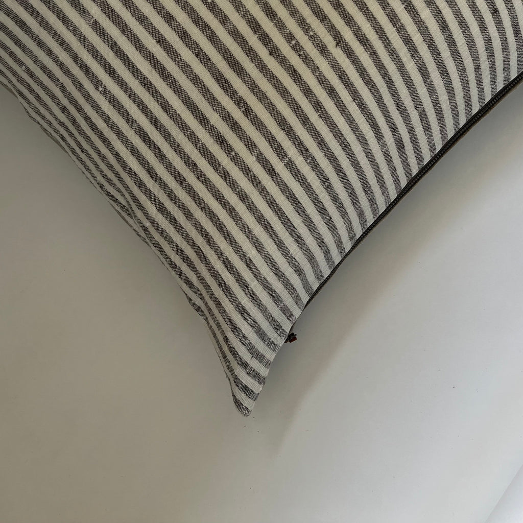 Gray pillow cover gray striped linen pillow gray and white striped pillow gray striped exposed zipper 14x24 20"22"24" housewarming gift