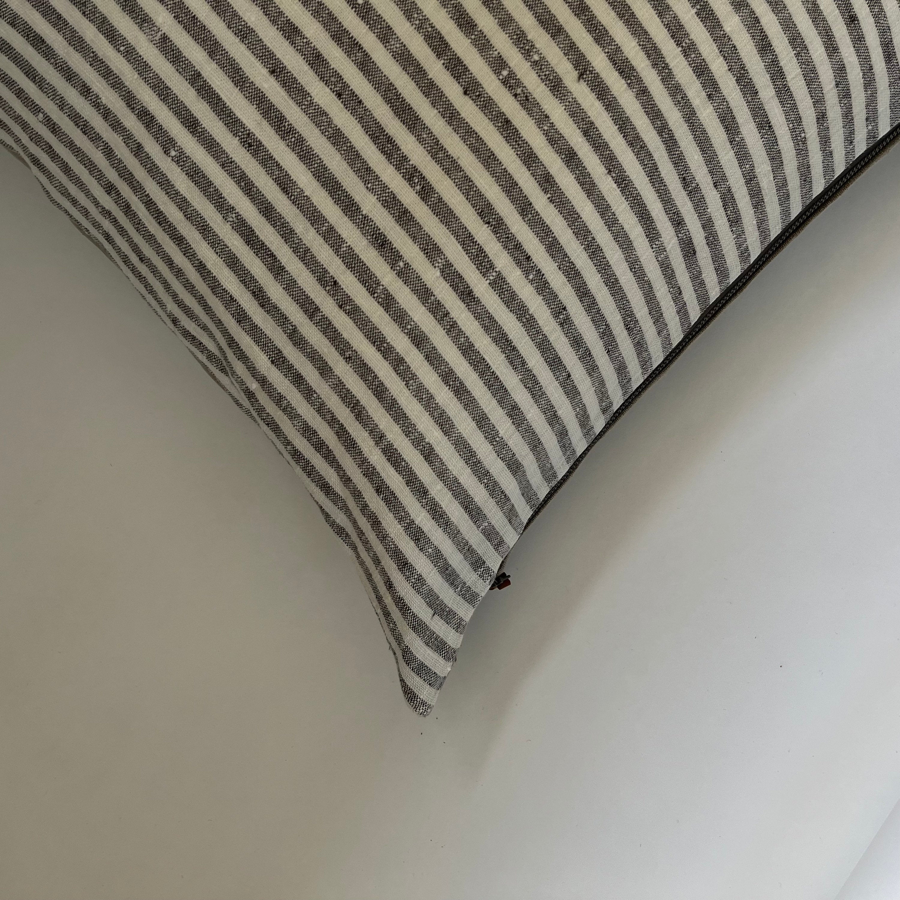 Gray pillow cover gray striped linen pillow gray and white striped pillow gray striped exposed zipper 14x24 20"22"24" housewarming gift