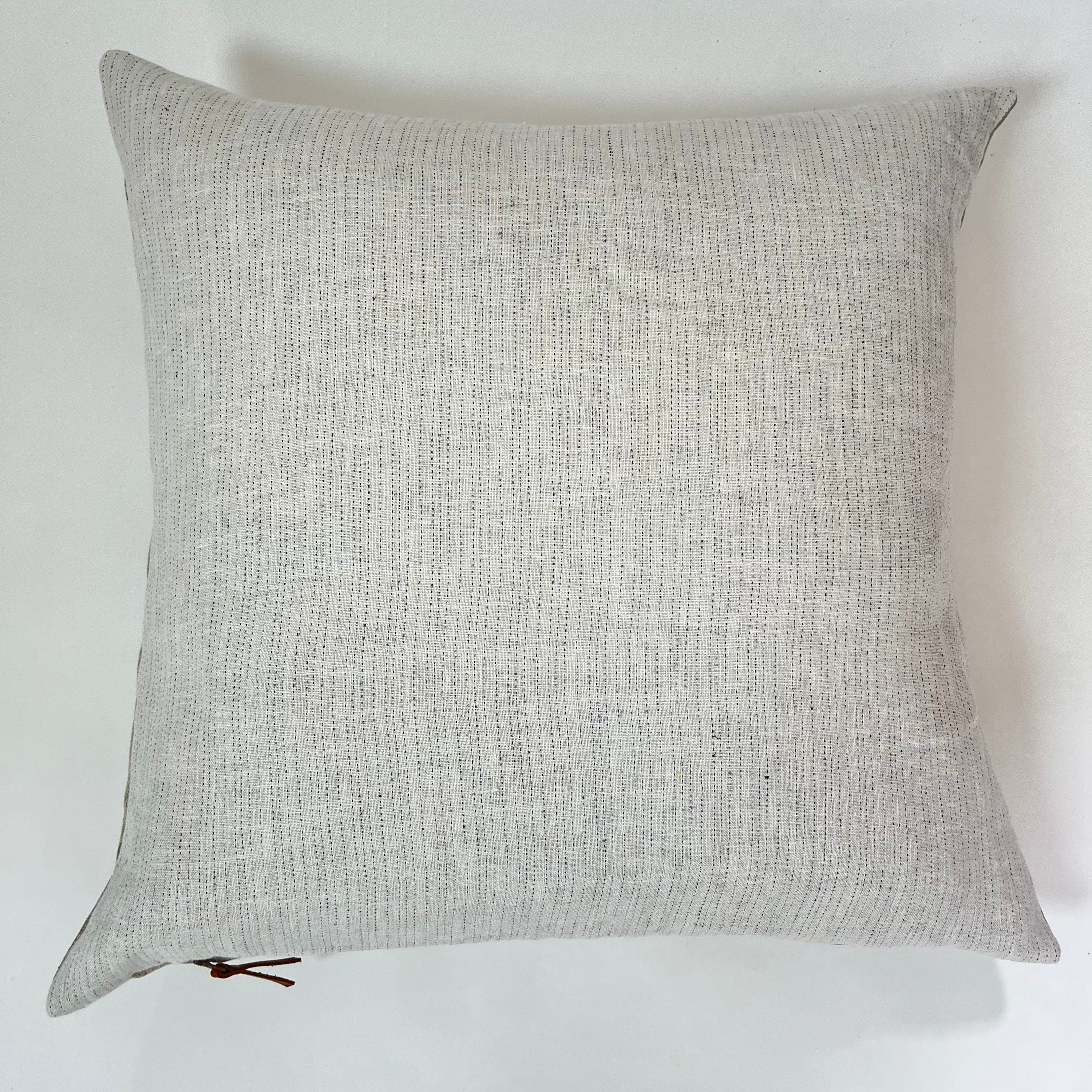 white and black striped linen pillow cover exposed zipper-leather pull 20"22"24" 14x24 high quality 100% linen housewarming gift