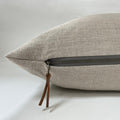 Natural linen pillow cover tan pillow exposed zipper-leather pull 14x24 20x20 22x22 24x24 high quality linen housewarming gift 100% linen