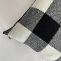 Black and cream plaid pillow cover buffalo plaid exposed zipper-leather pull 14x24 20" 22" 24" handmade