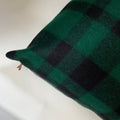 Green and Black buffalo plaid wool pillow cover exposed zipper-leather pull 20"22"24" 14x24 handmade Handcrafted by misa