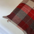 wool pillow cover orange Rust and gray exposed zipper-leather pull 20x20 14x24 handmade Handcrafted by misa