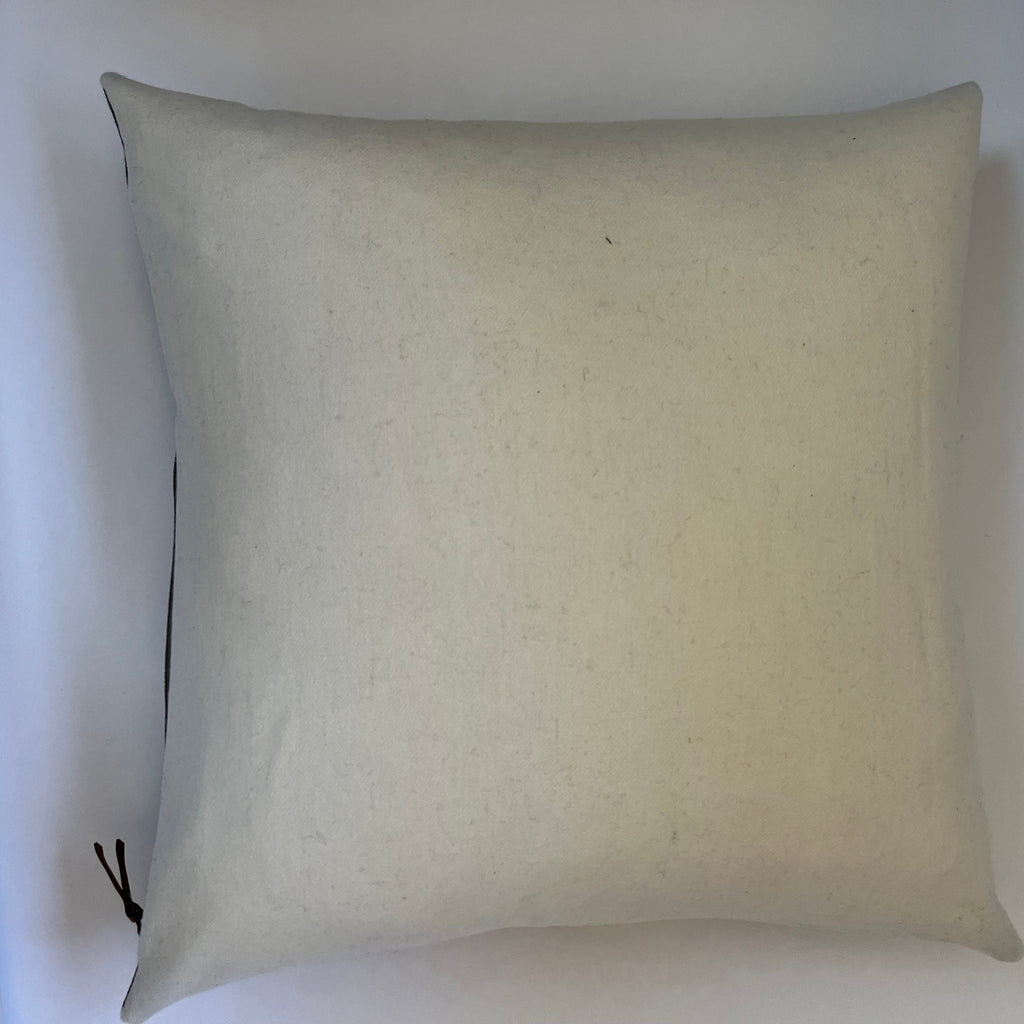 Swisscross wool pillow cover chocolate brown with cream swisscross exposed zipper-leather pull 20x20 or 24x14 handmade