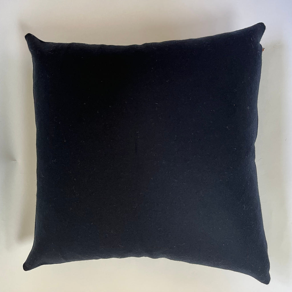 Black and white pinstriped wool pillow cover exposed zipper-leather pull 24"22"20" 14x24 handmade