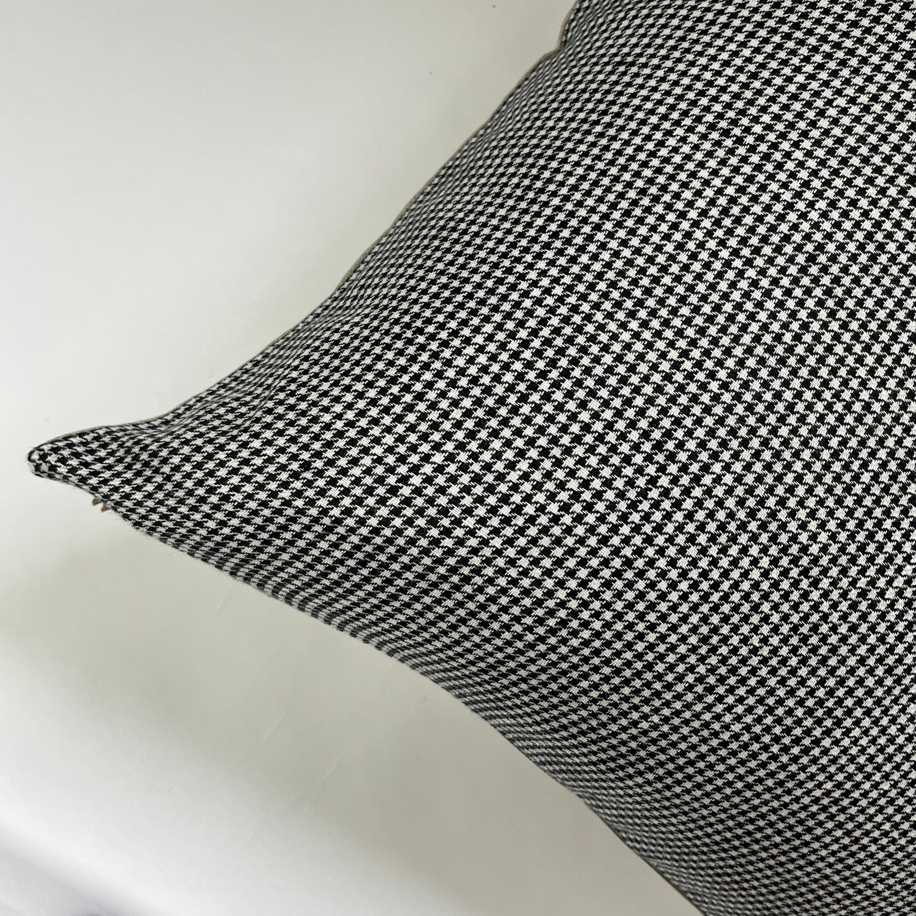 Black and white pillow houndstooth linen pillow black and white linen exposed zipper checked pillow 24”20”22"14x24” 100% linen housewarming