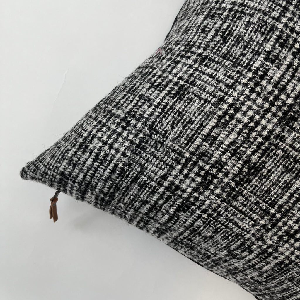 Black and white wool pillow black wool pillow exposed zipper 24" 20"22" 14x24 handmade Housewarming gift