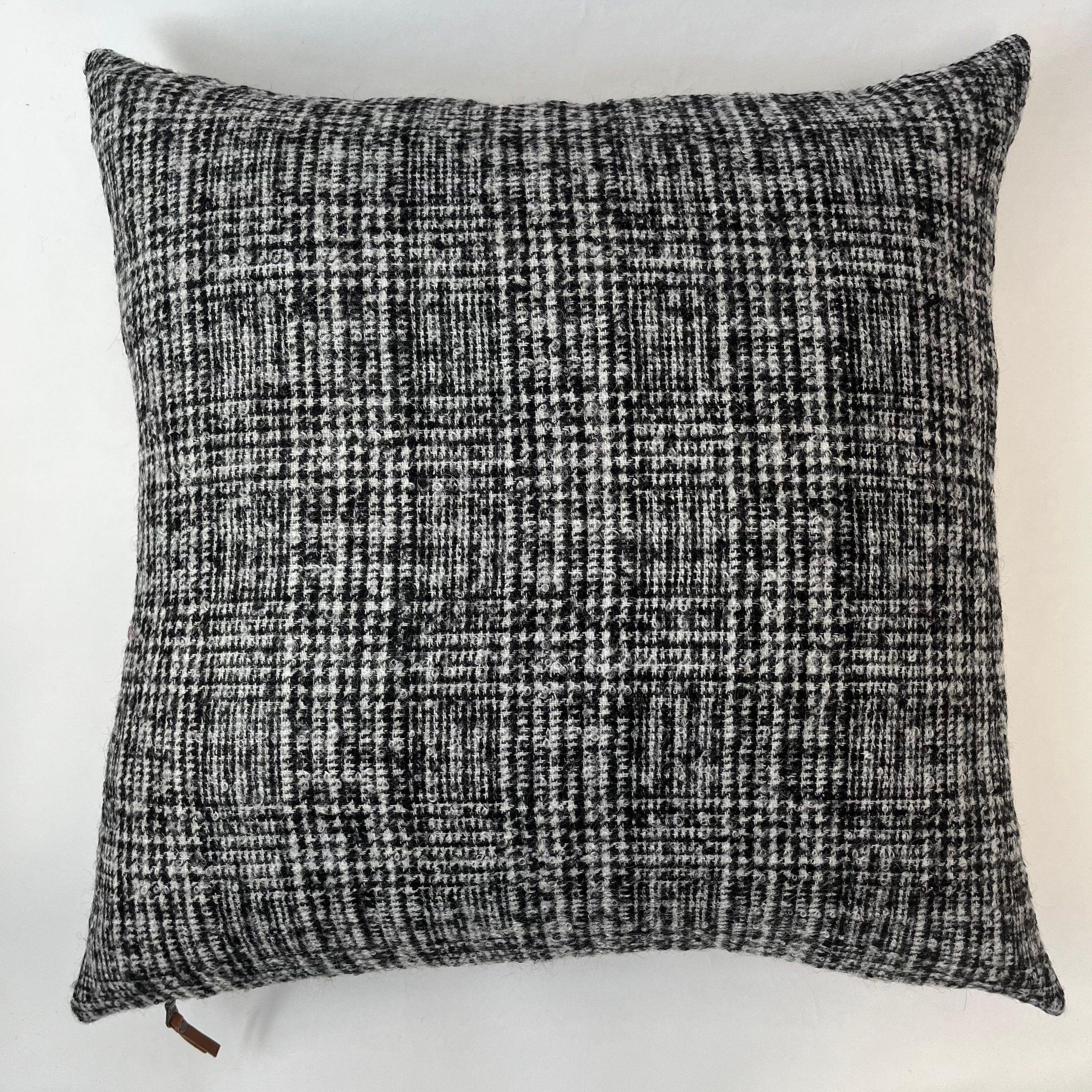 Black and white wool pillow black wool pillow exposed zipper 24" 20"22" 14x24 handmade Housewarming gift