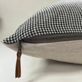 Black and white pillow houndstooth linen pillow black and white linen exposed zipper checked pillow 24”20”22"14x24” 100% linen housewarming