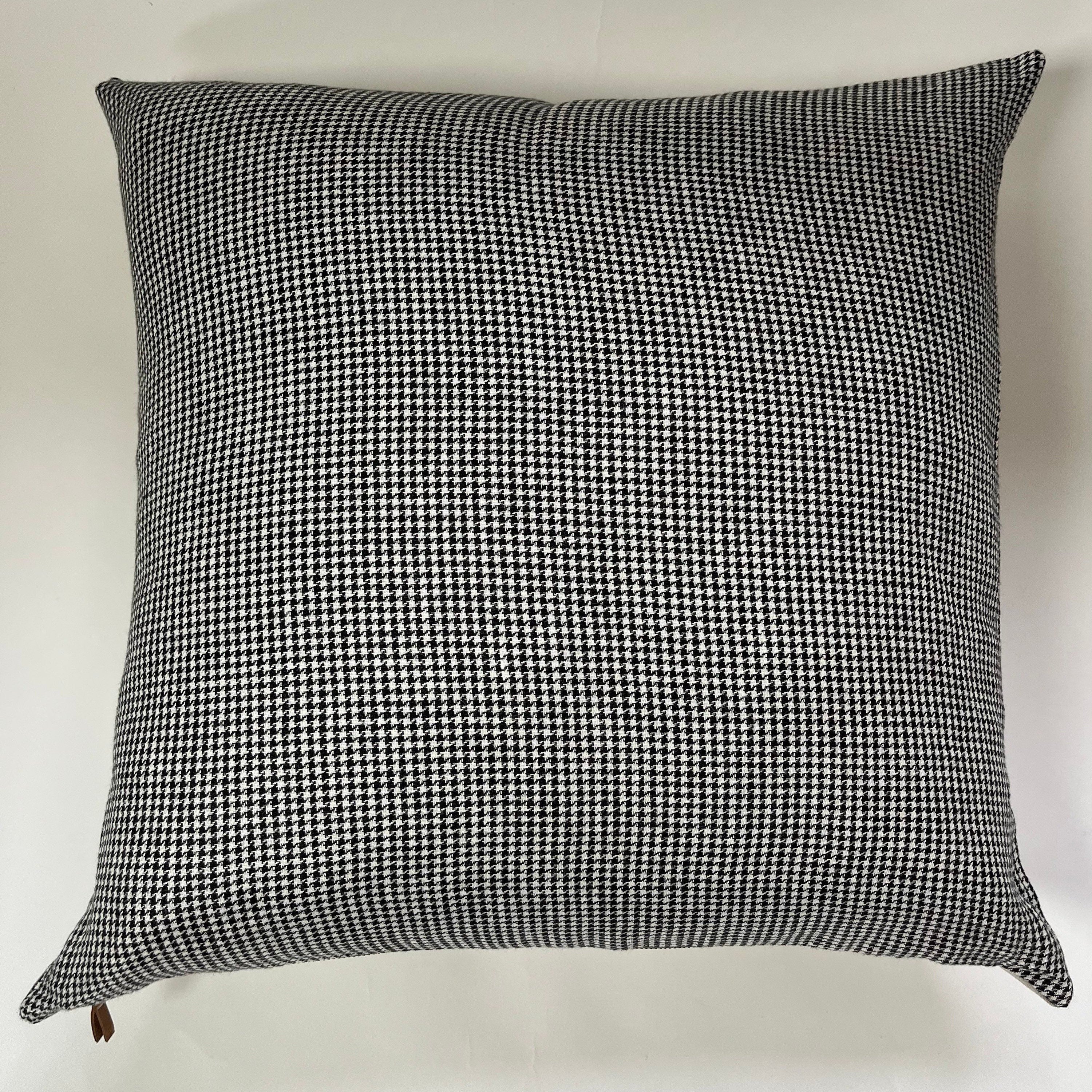 Black and white pillow houndstooth linen pillow black and white linen exposed zipper checked pillow 24”20”22"14x24” 100% linen housewarming