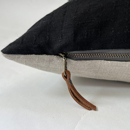 Black linen pillow cover black textured linen pillow textured housewarming gift exposed zipper 20” 22”24”18” 14x24”