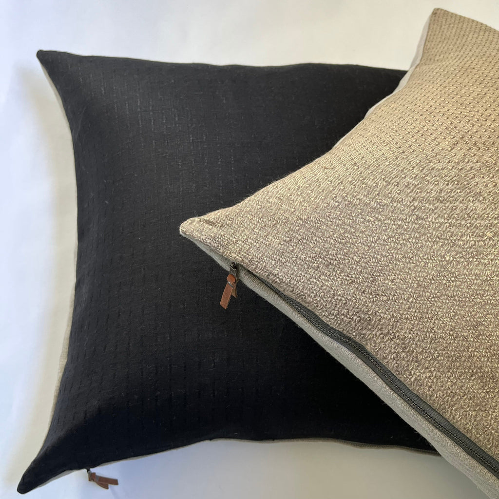 Brown textured linen pillow cover brown dotted pillow 18” 20” 22” 24” 14x24 housewarming gift handcrafted by misa 100% linen