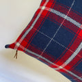 Red white Blue plaid wool pillow housewarming Fourth of July exposed zipper 14x24 24" 22"20" Handmade Handcrafted by misa