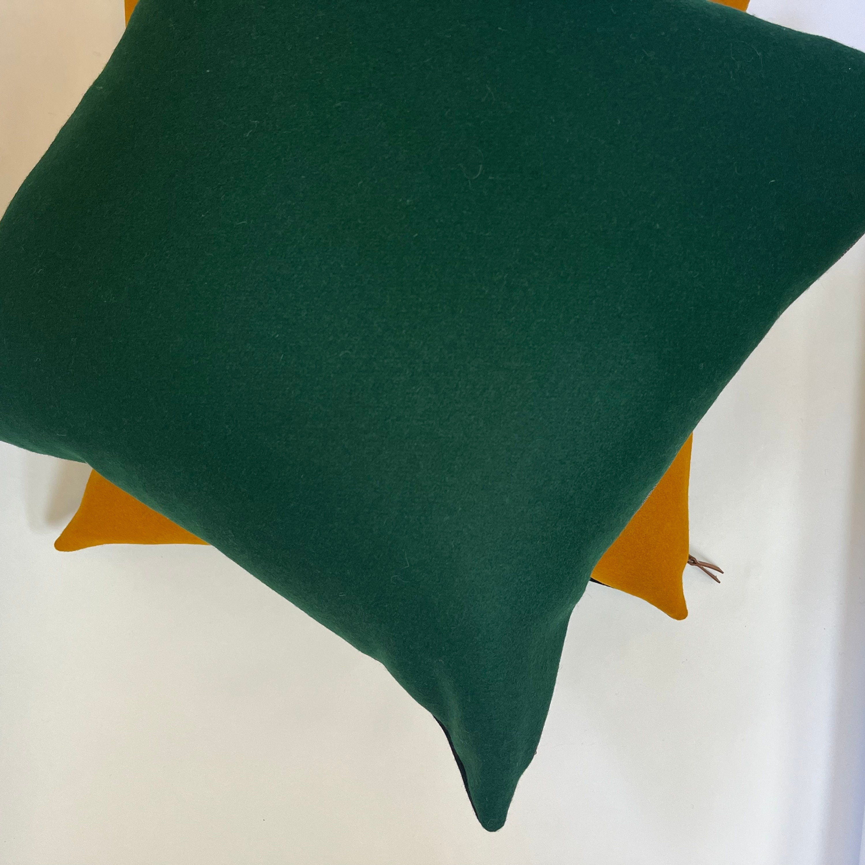 Green wool pillow cover emerald green wool pillow exposed zipper 24x2422x22 20x20 14x24 Handcrafted by misa