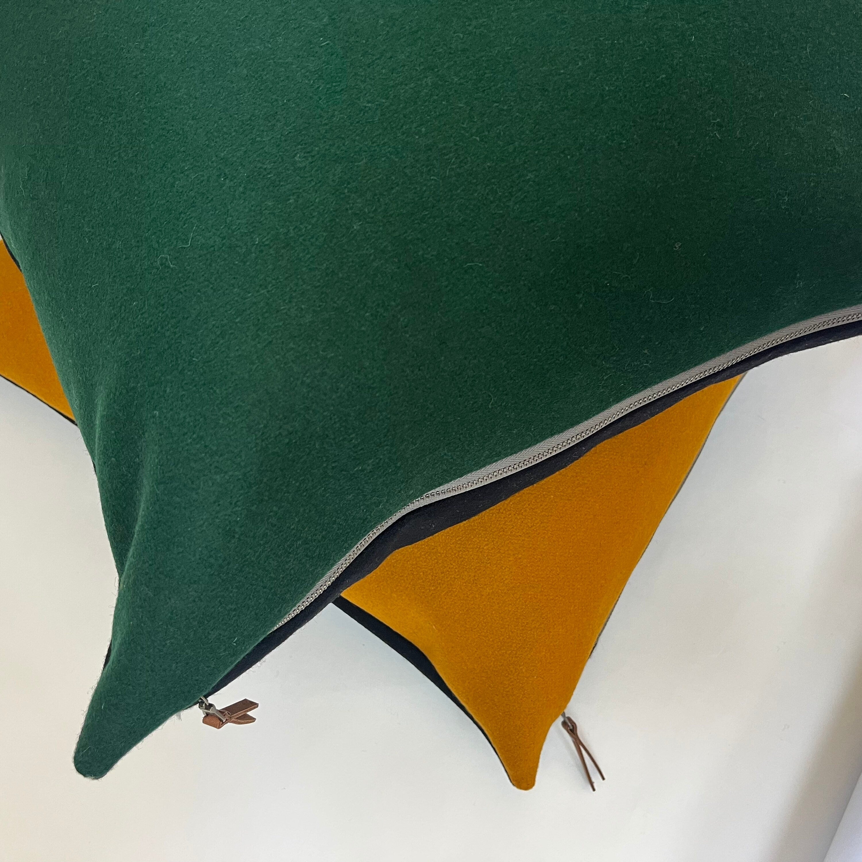 Green wool pillow cover emerald green wool pillow exposed zipper 24x2422x22 20x20 14x24 Handcrafted by misa