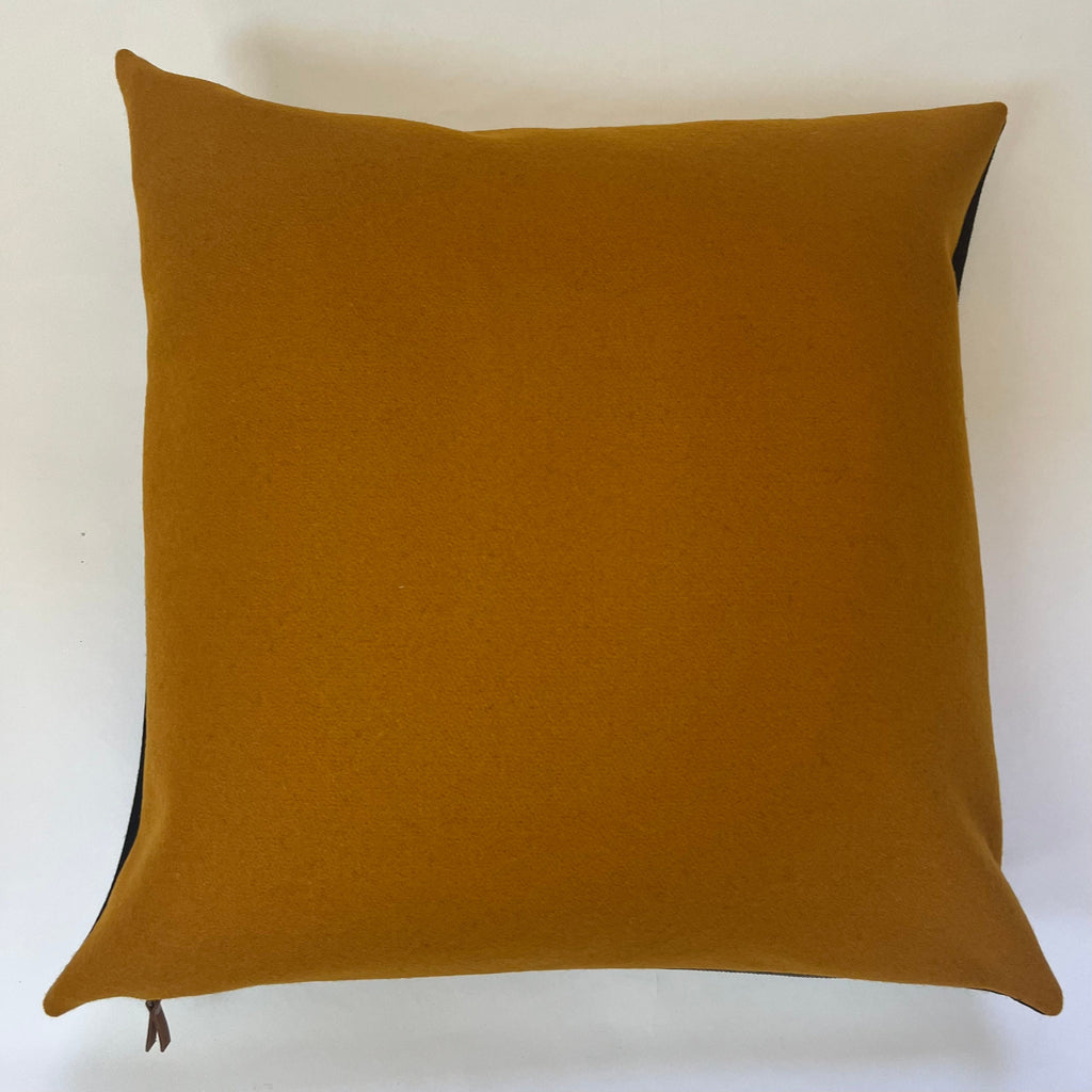 Gold wool pillow cover golden wool cushion housewarming gift exposed zipper leather pull 20"22" 24" 24x14 lumbar