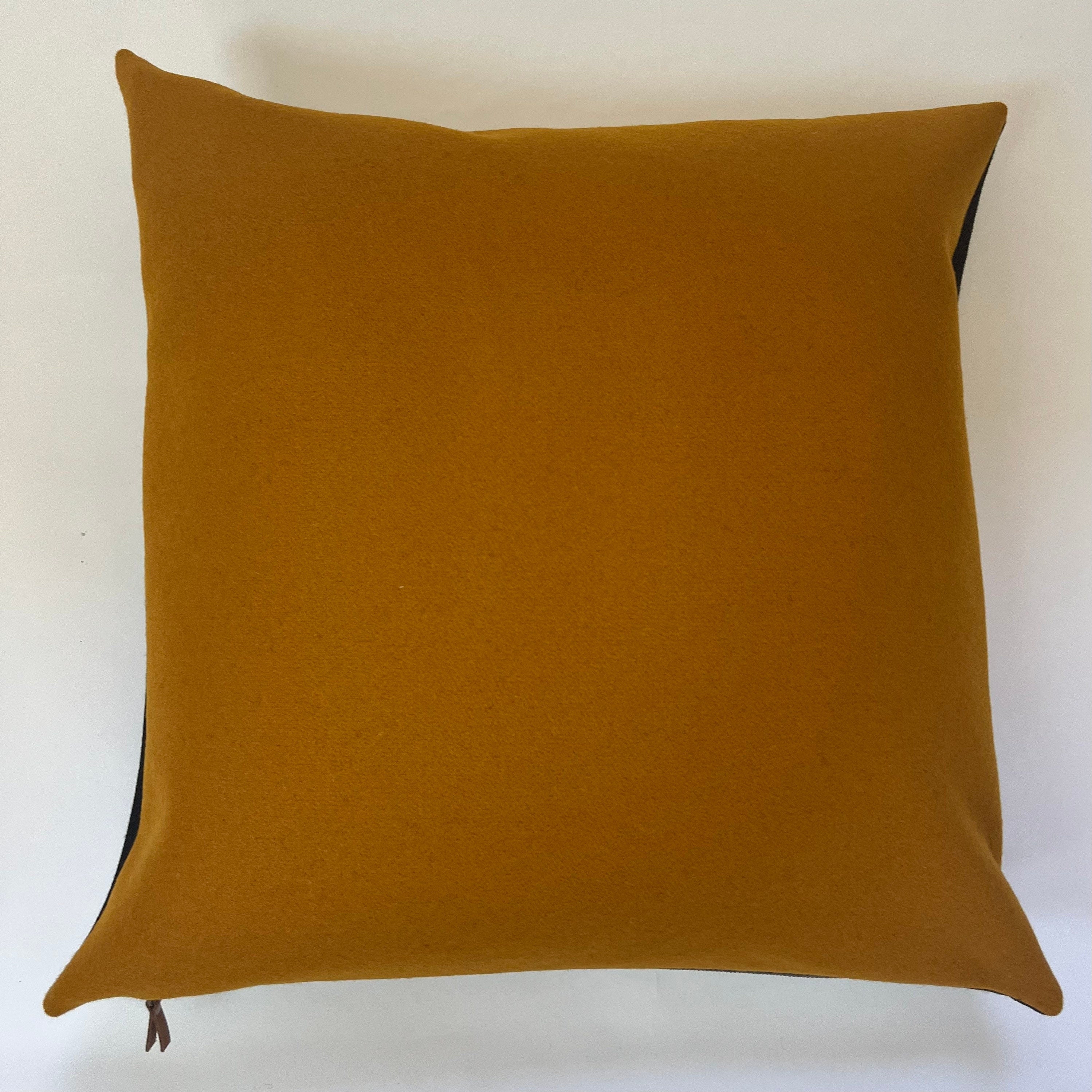 Gold wool pillow cover golden wool cushion housewarming gift exposed zipper leather pull 20"22" 24" 24x14 lumbar