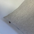 Tan and white striped linen pillow neutral pillow exposed zipper 100% linen striped pillow leather pull 24” 22" 20” 14x24” housewarming gift