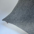 Gray and cream herringbone wool pillow cover exposed zipper-leather pull 20” 22"24”18”14x24” handmade