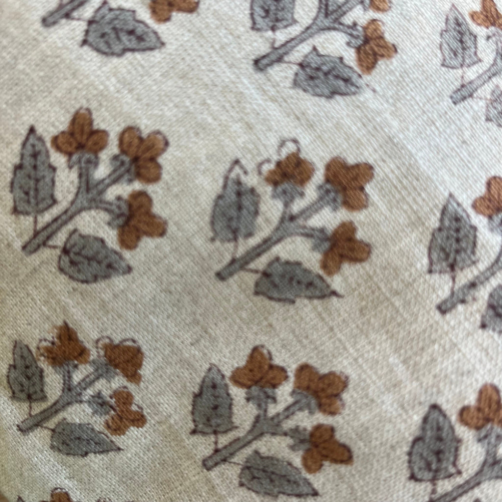 Gray and brown floral linen pillow cover exposed zipper-leather pull 14x24 20”22"24” high quality floral pillow