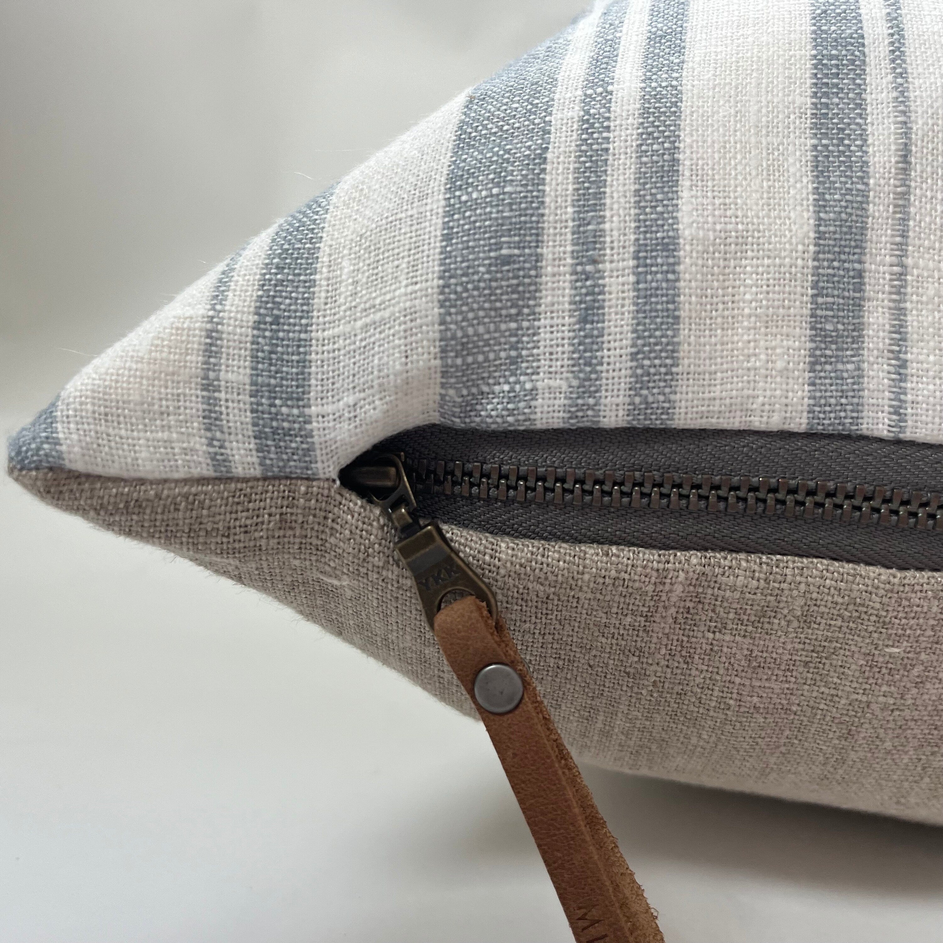 Blue Striped Linen Pillow Cover: 18x18 Decorative Throw Pillow