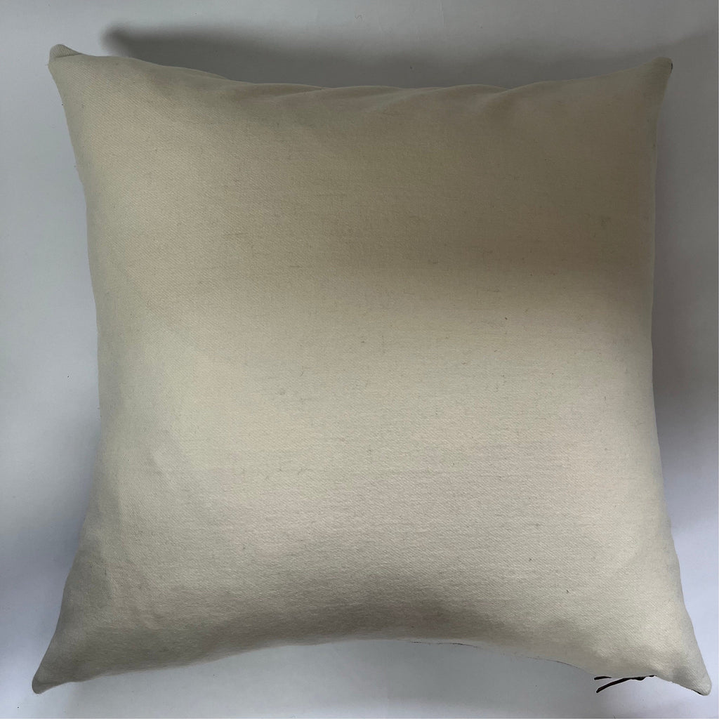 Striped Wool Pillow Cover: Orange and Summer Colors, Leather Pull