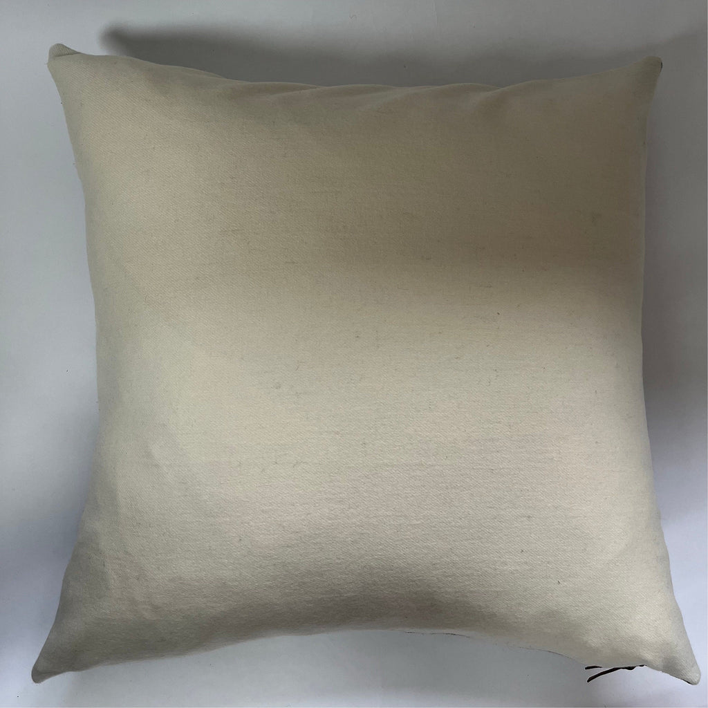 Wool Pillow Cover: Striped Olive Green, Cream and Turquoise 18”