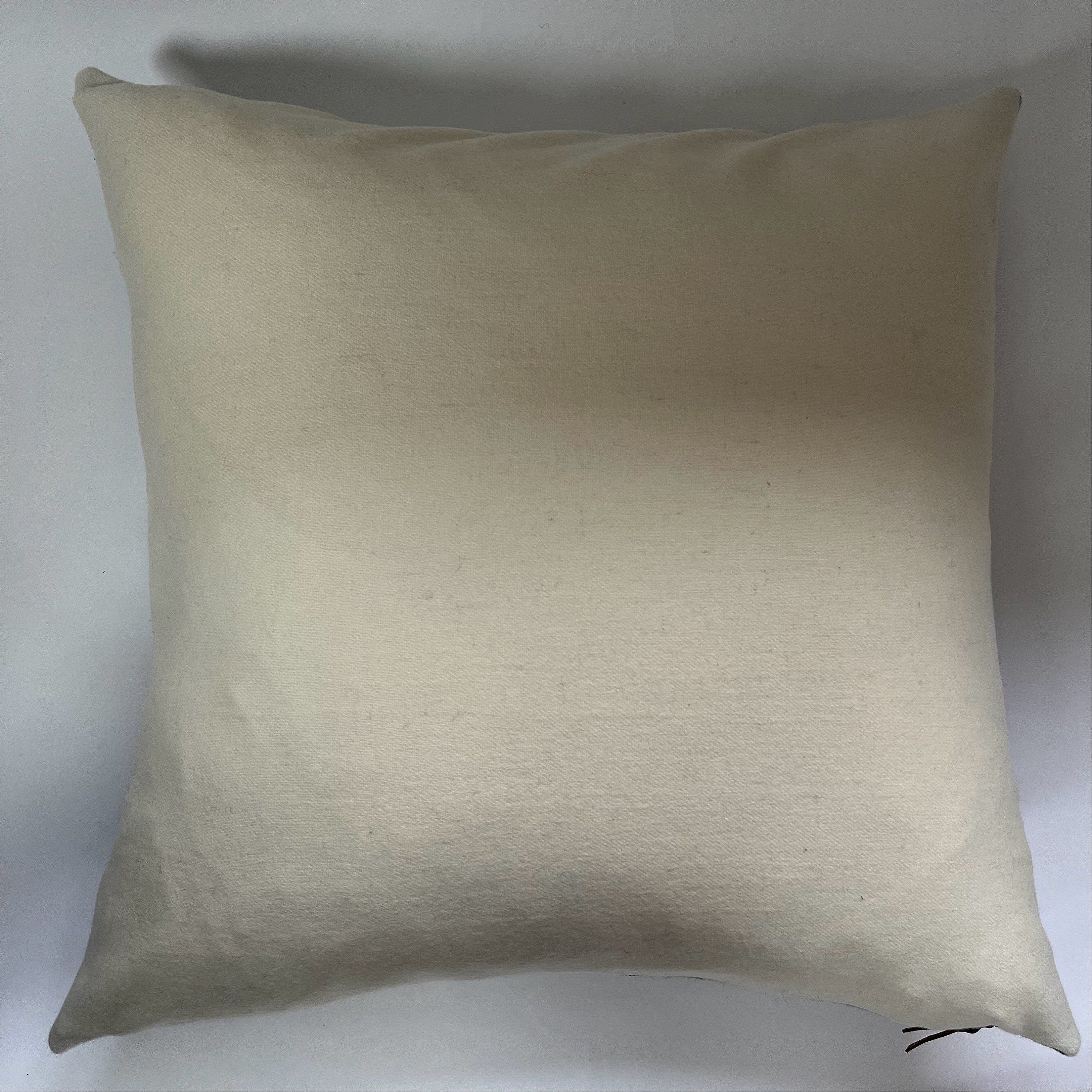 Gray Plaid Wool Pillow Cover Exposed Zipper with leather pull