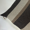 striped wool brown gray tan striped wool pillow cover exposed zipper-leather pull 14x24" 20"22"24" handcrafted by misa