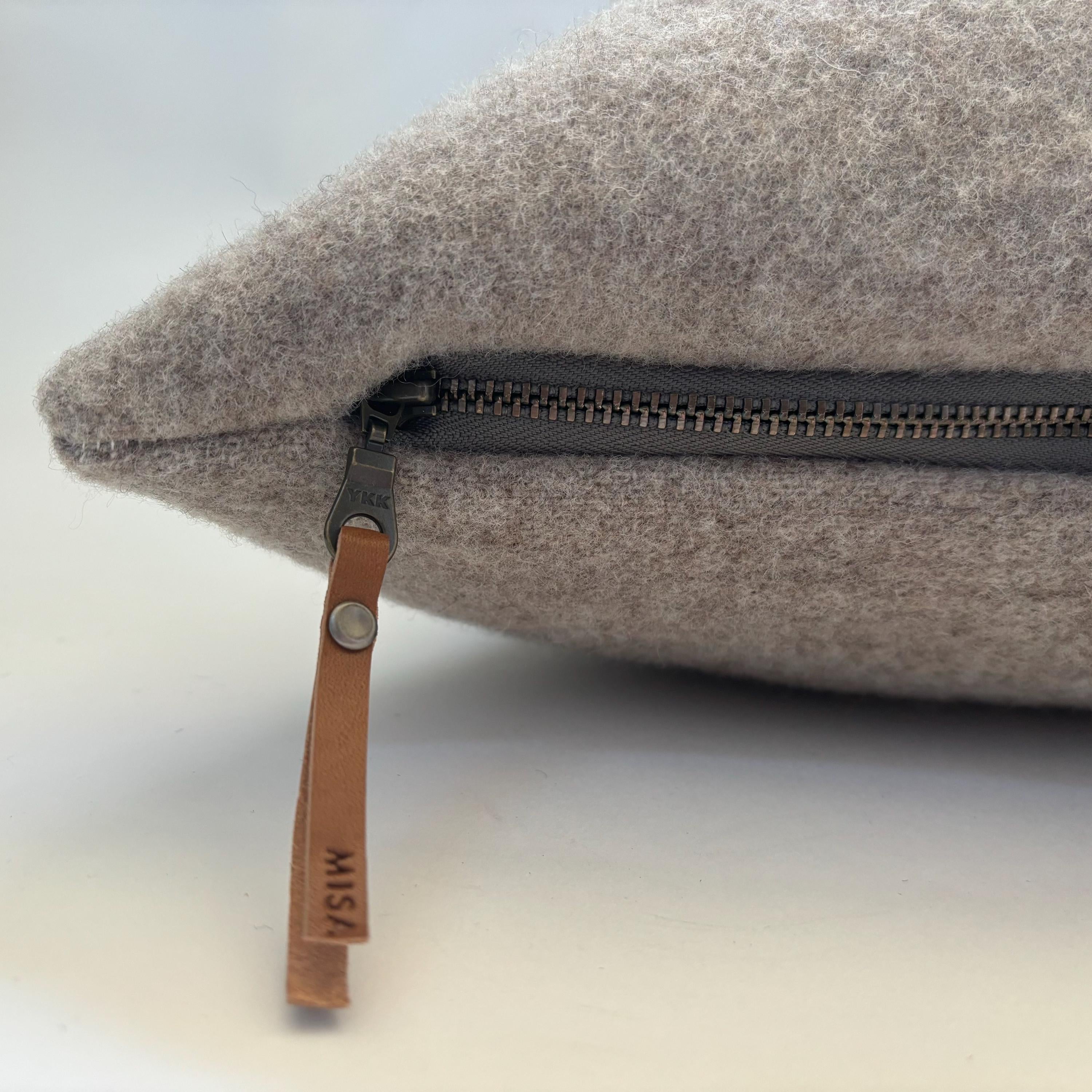 Multicolored striped wool pillow cover Yellowstone wool exposed zipper-leather pull 20x20 handmade house warming gift