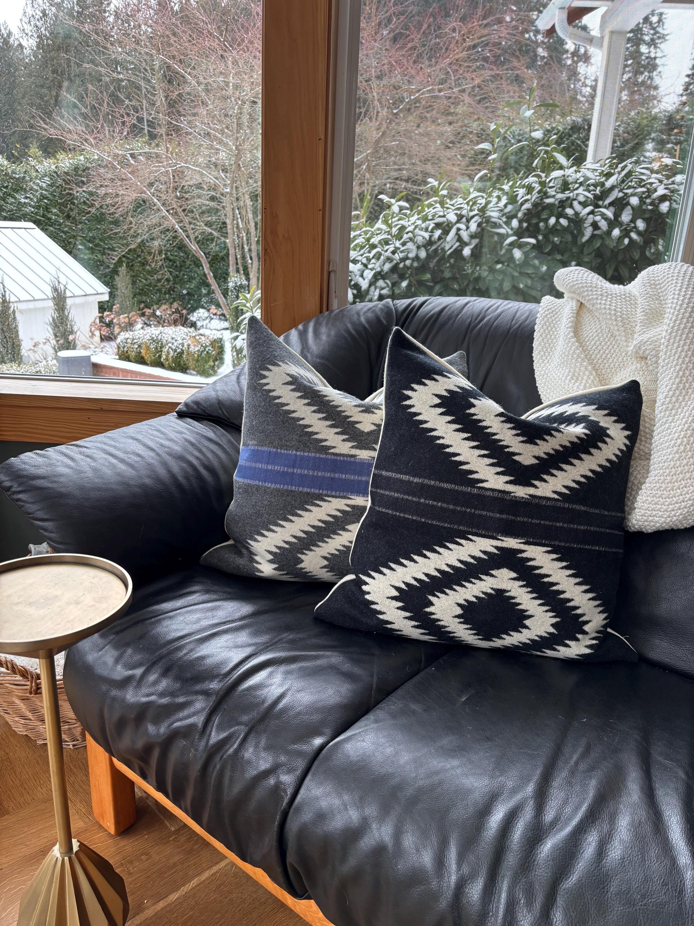 Wool Pillow Cover: Gray Aztec Southwestern Throw Pillow (18x18")