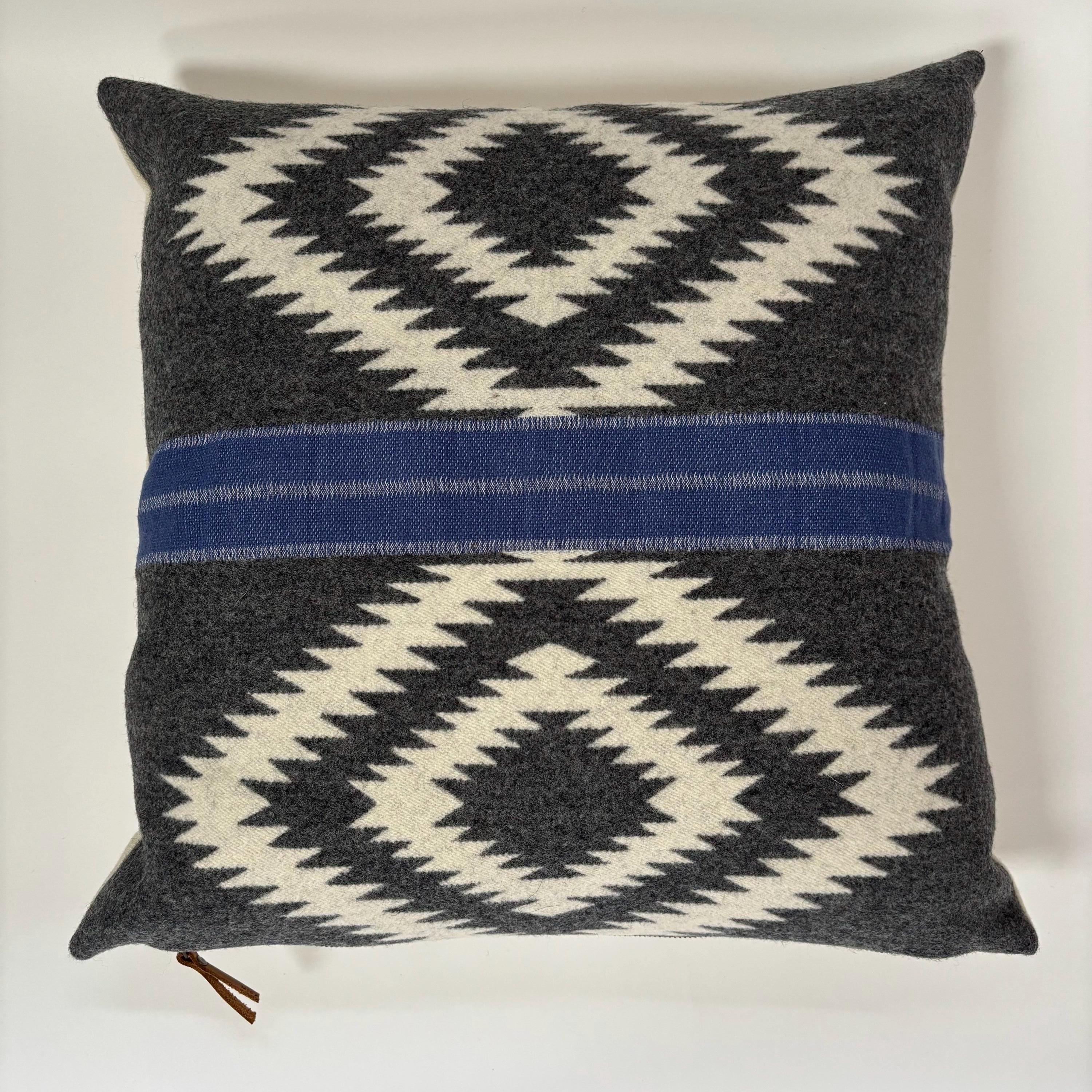 Wool Pillow Cover: Gray Aztec Southwestern Throw Pillow (18x18")