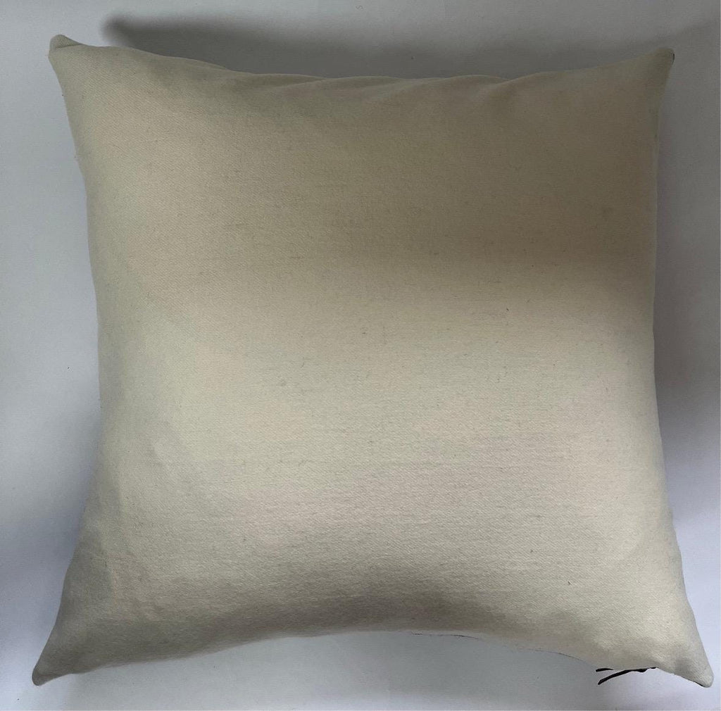 Wool Pillow Cover: Aztec Southwestern Design, Gold and green Leather Pull (18x18”)