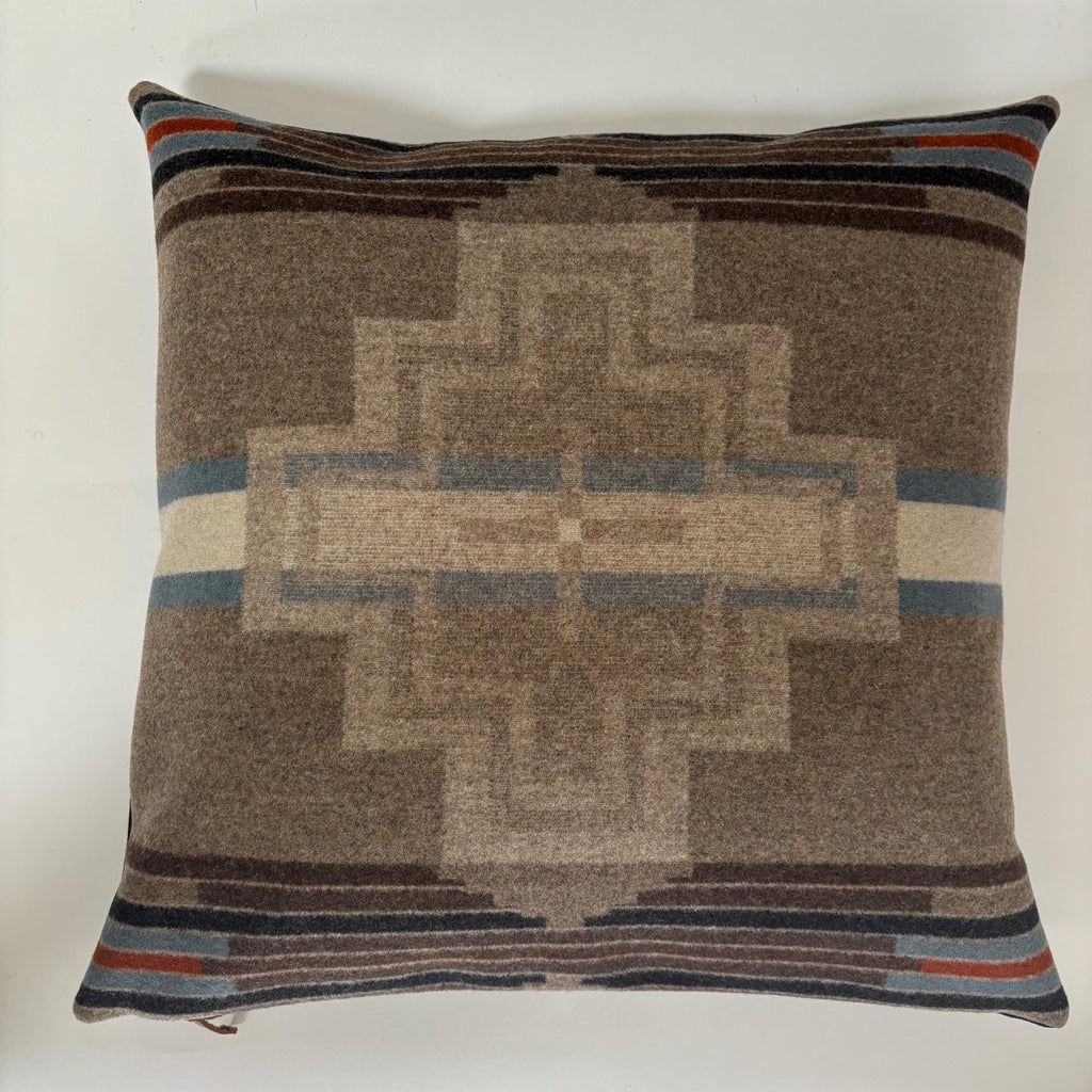 Swisscross wool Pillow Cover: Swiss Cross Stripes, Leather Pull (20" or 18")