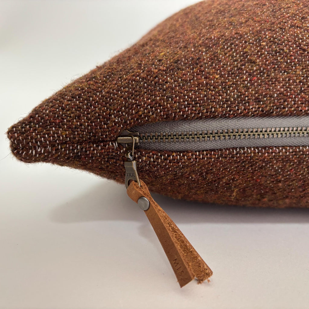 Striped Wool Pillow Cover: Brown, Blue, Yellow striped (18")