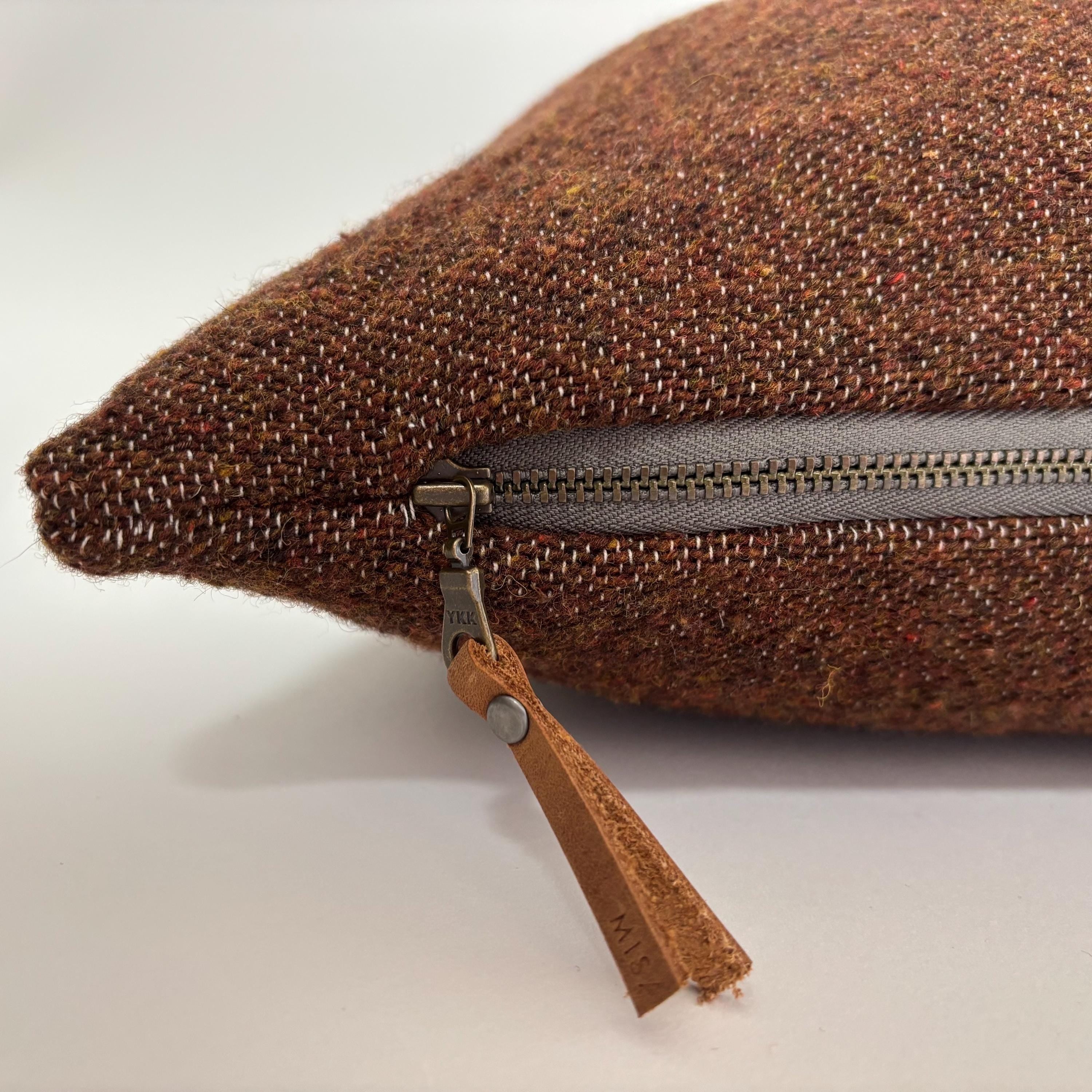 Striped Wool Pillow Cover: Brown, Blue, Yellow striped (18")