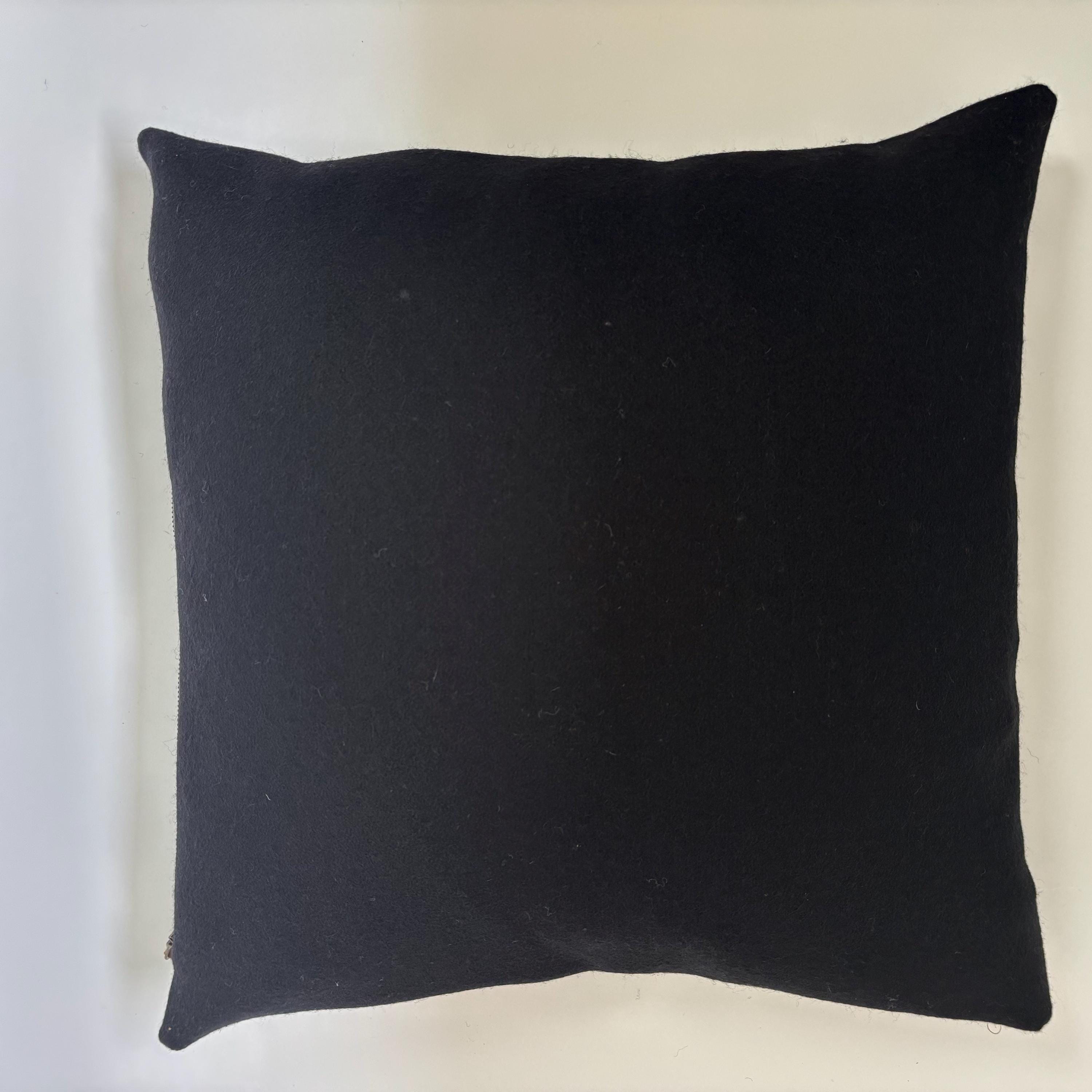 Blue pillow with blue stripe wool 18x18 exposed zipper blue striped pillow housewarming gift