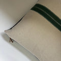 Gray wool pillow with green stripe 20” winter wool exposed zipper striped pillow housewarming gift
